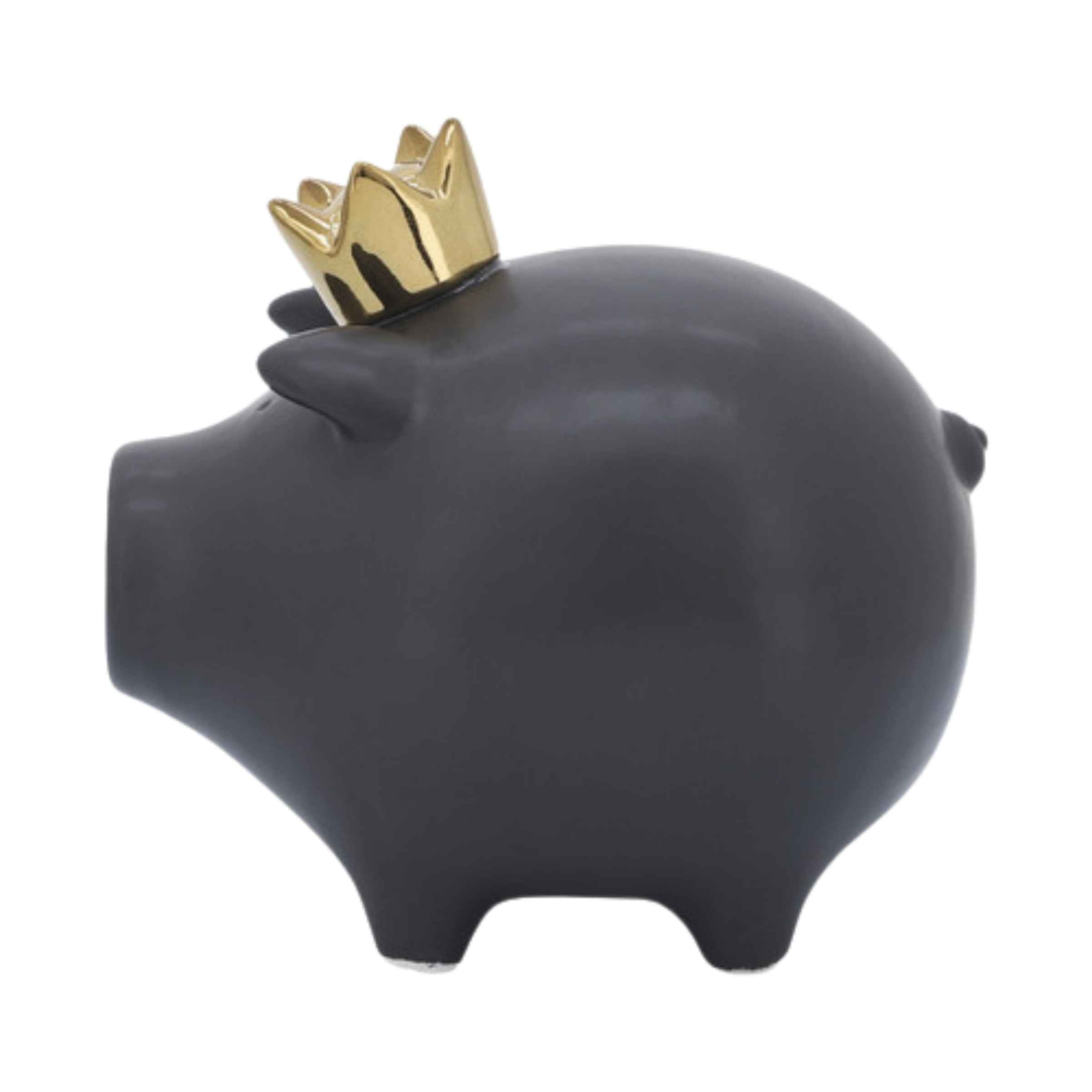 Pig With Crown Ceramic 15 Cm - Black 16955-04