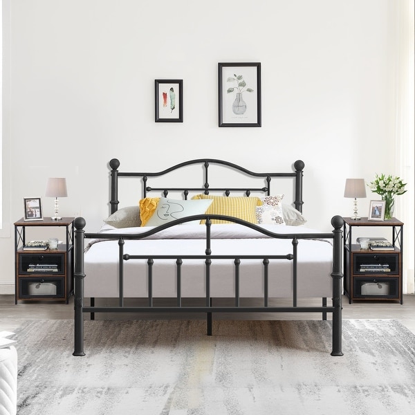 Taomika 3-pieces Modern Bedroom Set with Black Curved Bed Frame - - 35654760