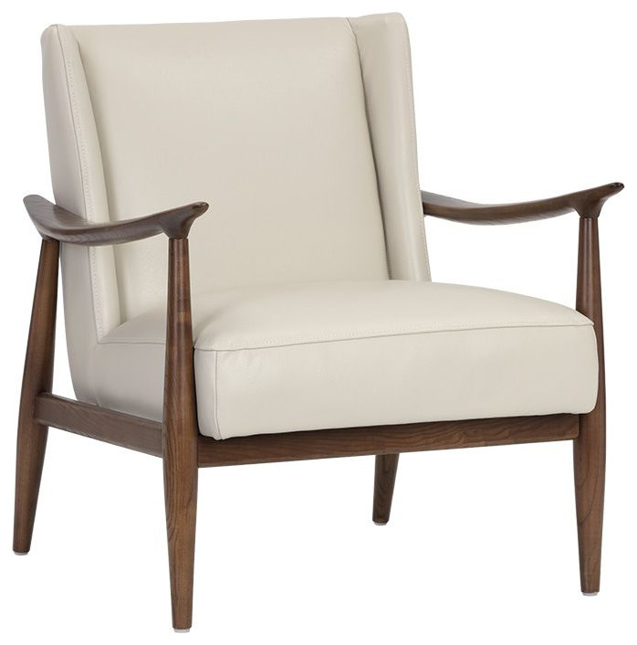 Azella Lounge Chair  Manchester Stone Leather   Midcentury   Armchairs And Accent Chairs   by Sunpan Modern Home  Houzz