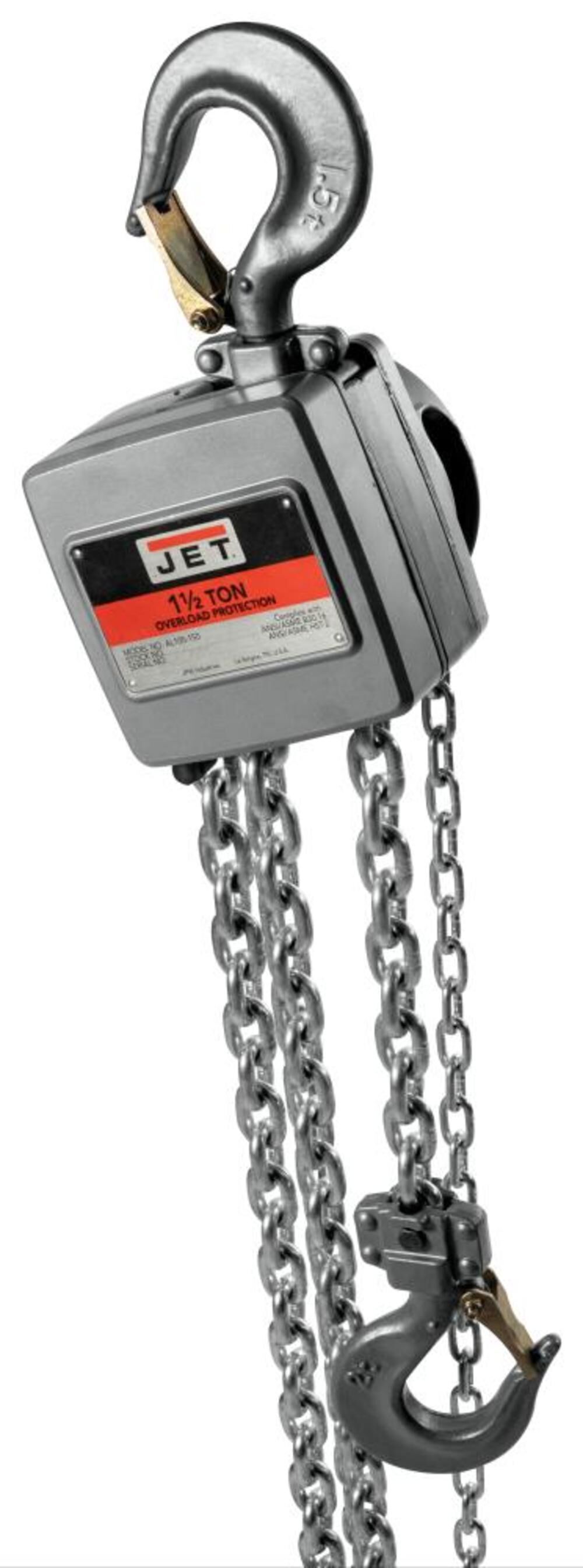 JET AL100-150-10 1 1/2 Ton Hand Chain Hoist with 10' of Lift 133121 from JET