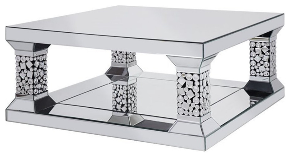 Acme Kachina Coffee Table in Mirrored and Faux Gem   Contemporary   Coffee Tables   by Homesquare  Houzz