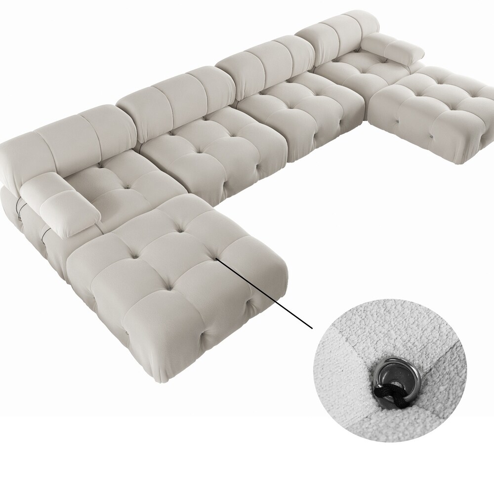 138'' Modern Velvet Upholstery U shaped Sectional Sofa