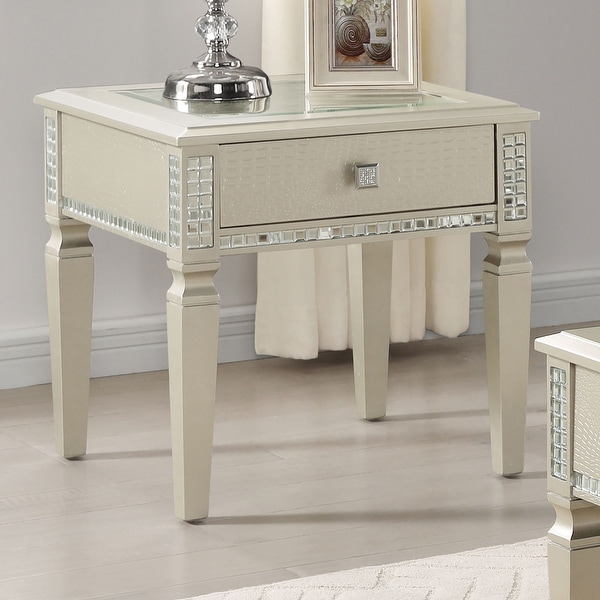 Furniture of America Jaegersmorr Silver 24-inch 1-drawer Side Table