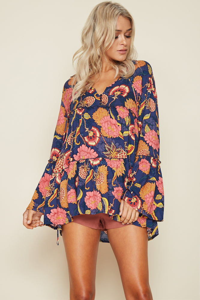 Happy Hippie Dress Navy