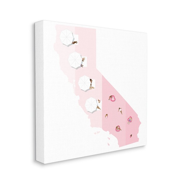 Stupell Industries California Beach Goers Pink Coastal State Outline