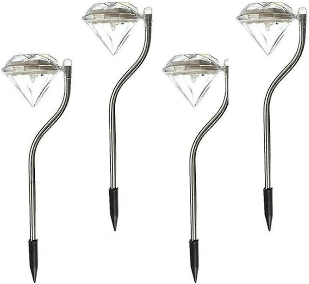 Set Of 4 Solar Led Garden Lights In Stainless Steel - For The Home The Yard The Lawn - Waterproof - Garden Decoration