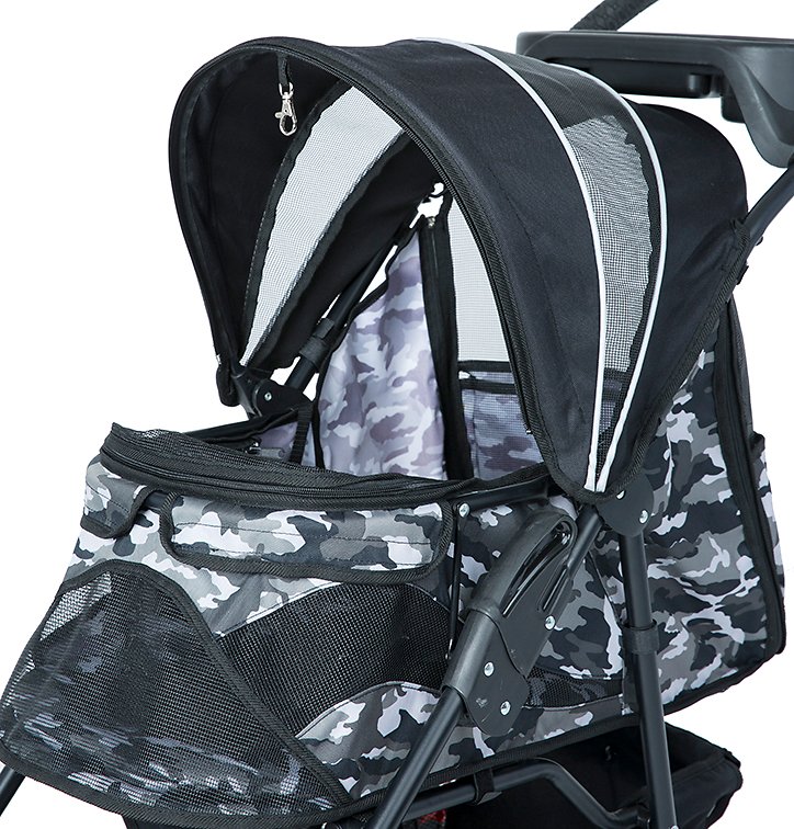 PETIQUE Razzberry Pet Stroller， Black Camo， One Size