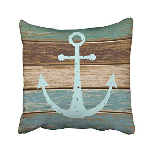 WinHome Square Throw Pillow Covers Nautical Anchor Weathered Wood Coastal Themed Pillowcases Polyester 18 X 18 Inch With Hidden Zipper Home Sofa Cushion Decorative Pillowcase