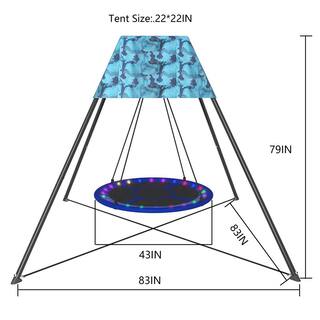 Amucolo Blue Nest Swing Stand with OXFORD Tent and Nest Swing and LED Strips YeaD-CYD0-BK56