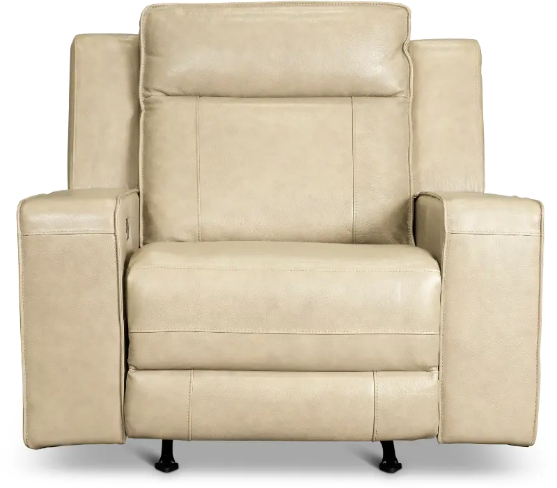 Dynasty Stone Beige Leather Triple Power Rocker Recliner