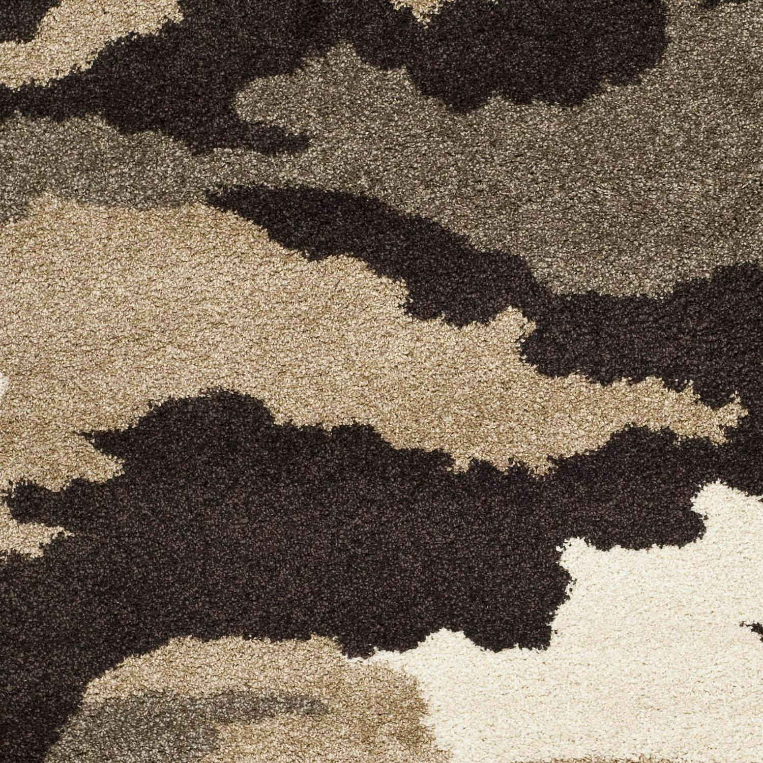 SAFAVIEH Florida Edwin Camouflage Shag Area Rug Beige