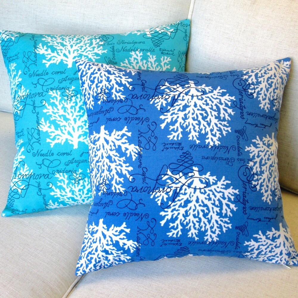 Artisan Pillows 18 inch Sea Reef in Blue or Turquoise Throw Pillow (Set of 2)