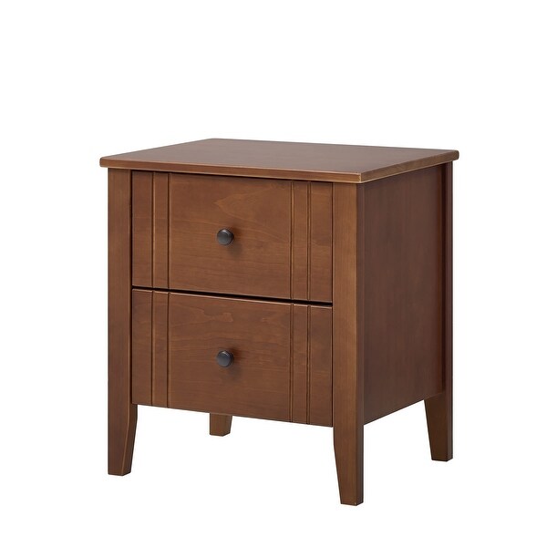 Mid Century Solid Wood Nightstand with Two Drawers for Bedroom or End Table for Living Room - as picture