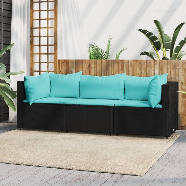 vidaXL Patio Lounge Set with Cushions Brown/Black/Gray Poly Rattan