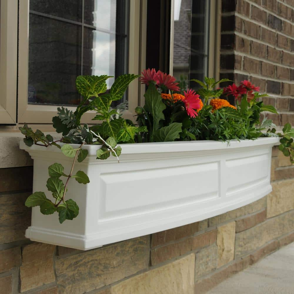 Mayne Nantucket 60 in. x 11.5 in. Self-Watering White Polyethylene Window Box 4832-W