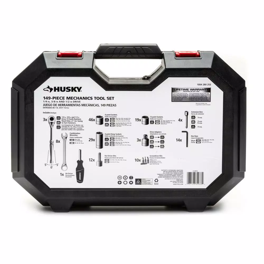 Husky 1/4 in.， 3/8 in. and 1/2 in. Drive Mechanics Tool Set (149-Piece) and#8211; XDC Depot