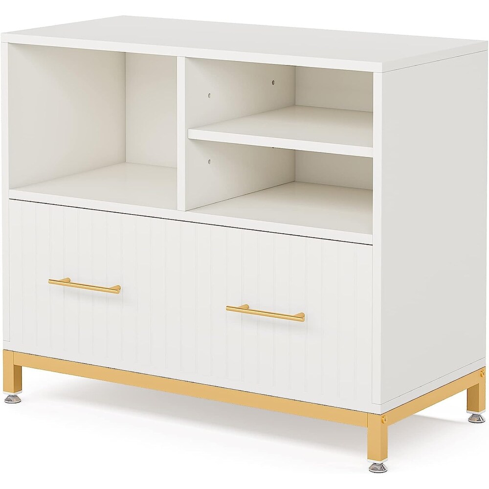 White Lateral File Cabinet with Drawer for Letter/Letter/A4 Size Files