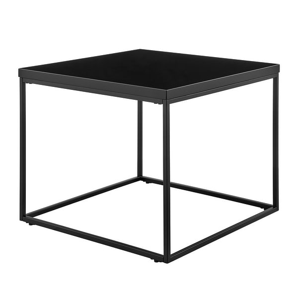 Teresa Side Table in High Gloss Black with Matte Black Base