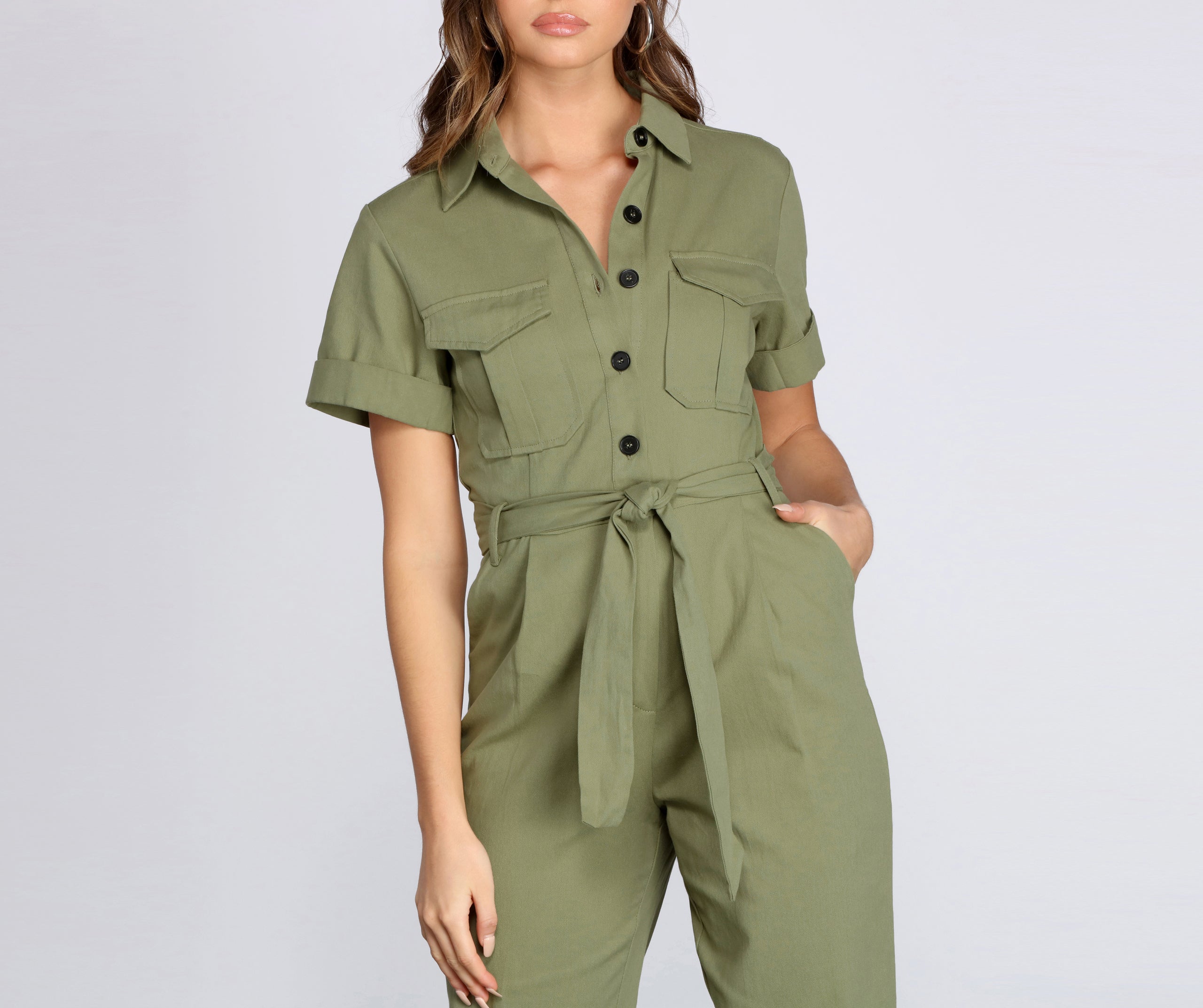 Suit Up Tie Waist Jumpsuit