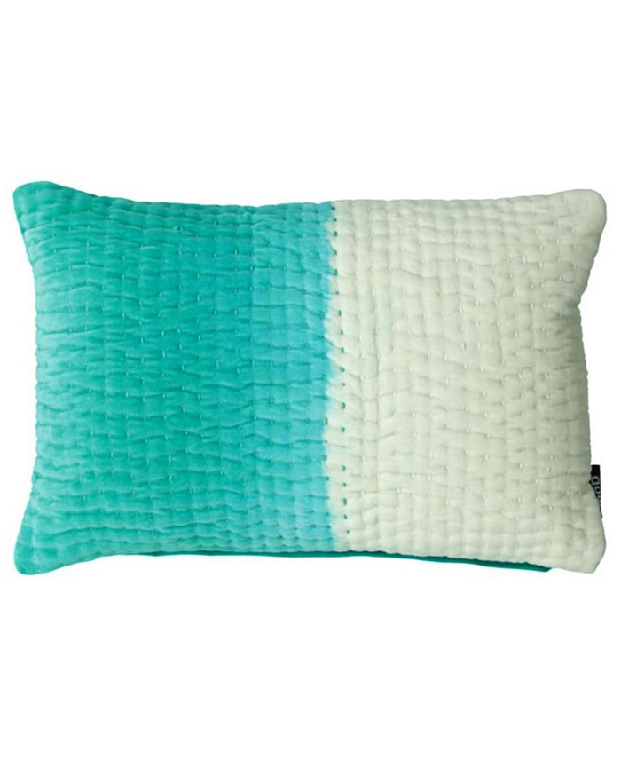 Mod Lifestyles Aqua Collection Ombre Velvet Kantha Stitch Pillow， 14