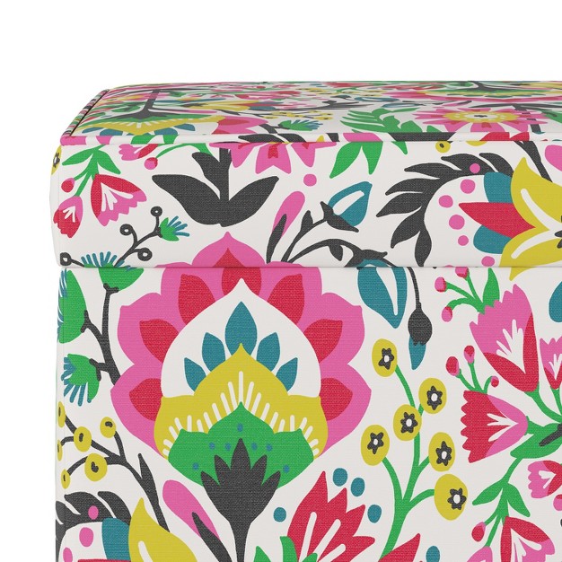 Skyline Furniture Pattern Fairland Square Storage Ottoman Bright Floral