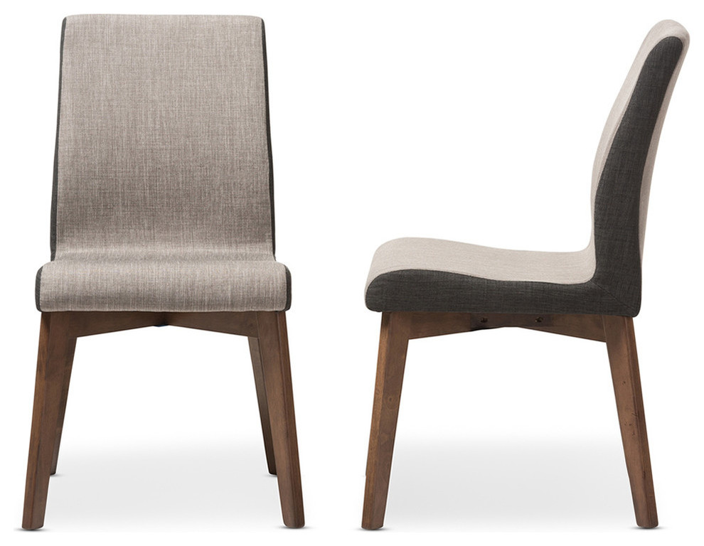 Kimberly Beige and Brown Fabric Dining Chair  Set of 2   Midcentury   Dining Chairs   by Baxton Studio  Houzz