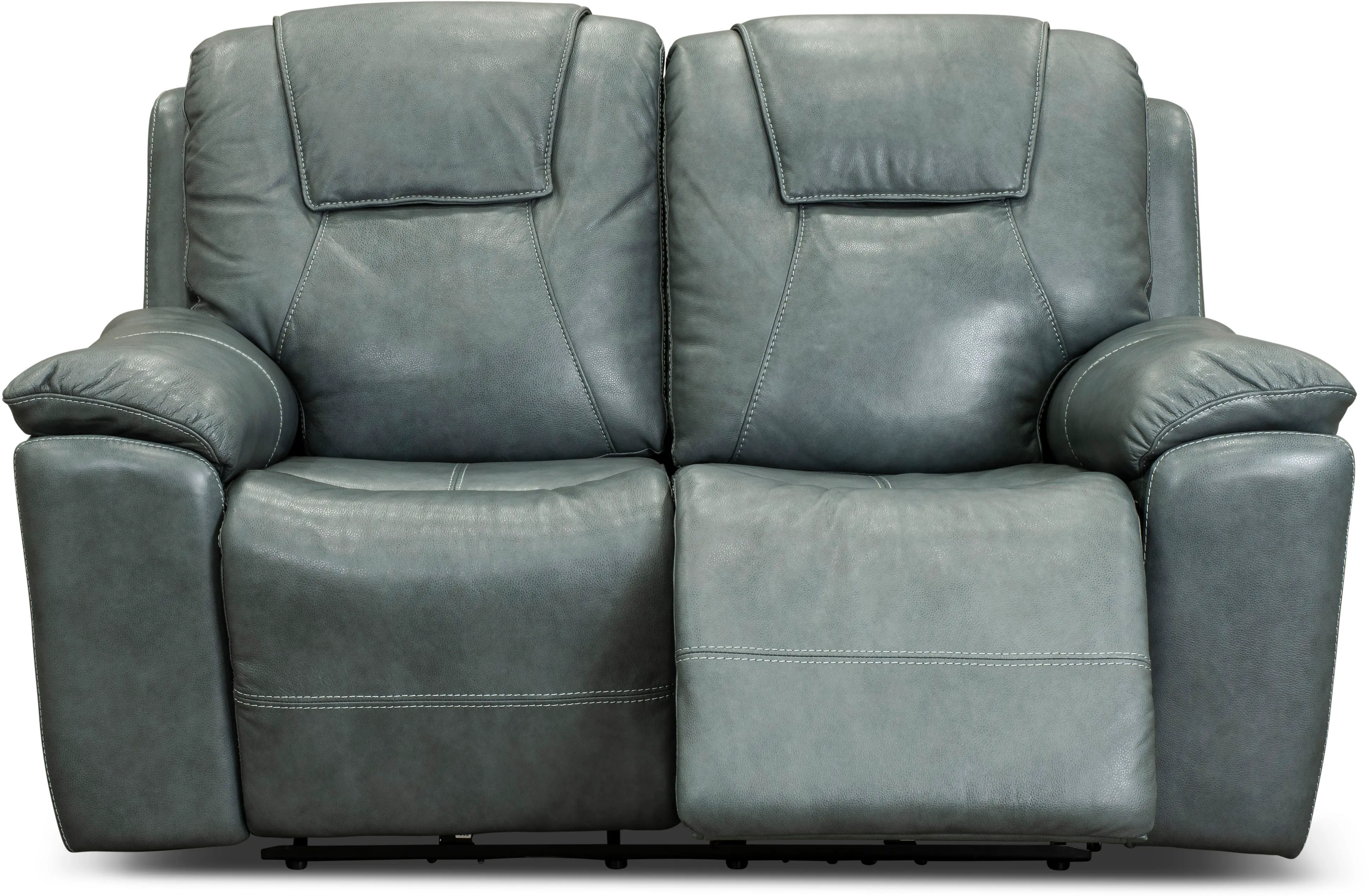 Chandler Blue Gray Power Reclining Loveseat with Hidden Cup Holders