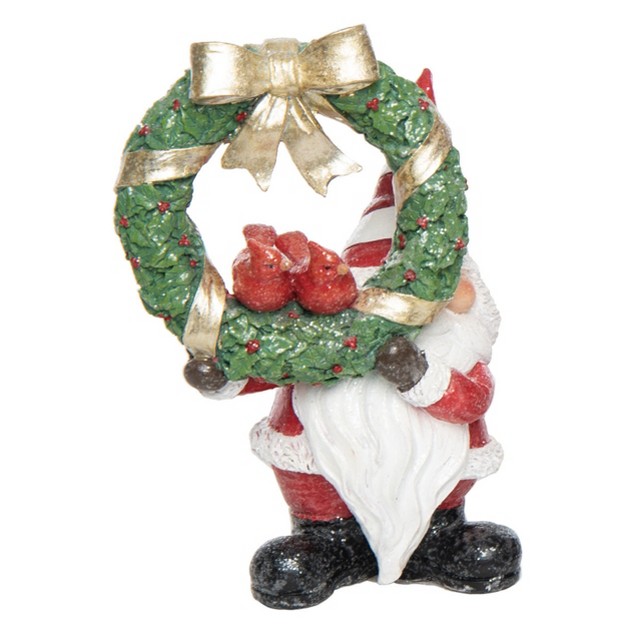 Transpac Resin 10 25 In Multicolored Christmas Gnome With Wreath Figurine