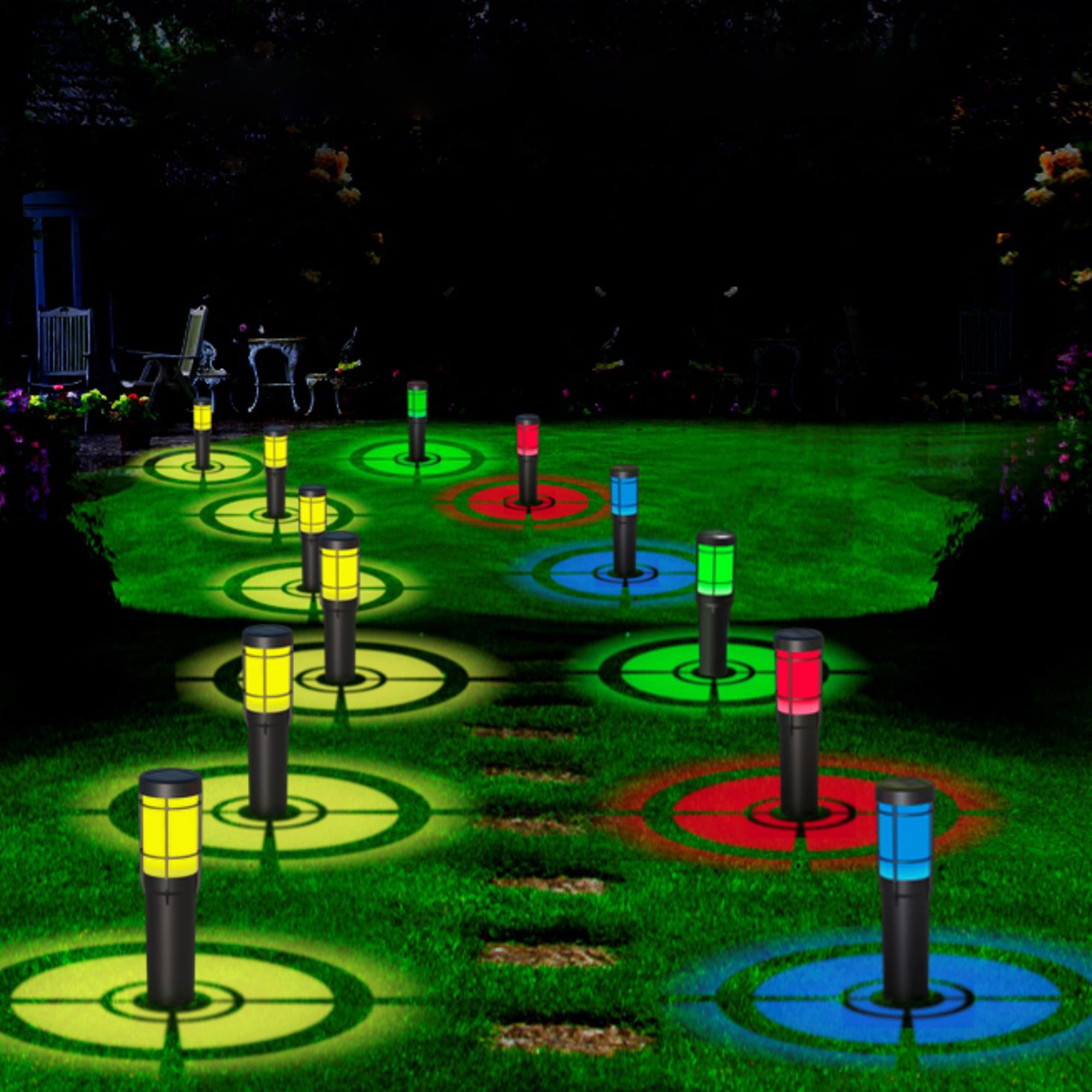 Super Bright Solar Lights Outdoor Waterproof - 6 Pack Dusk to Dawn Solar Powered Garden Lights LED Landscape Lighting Decor for Walkway Pathway Patio Yard