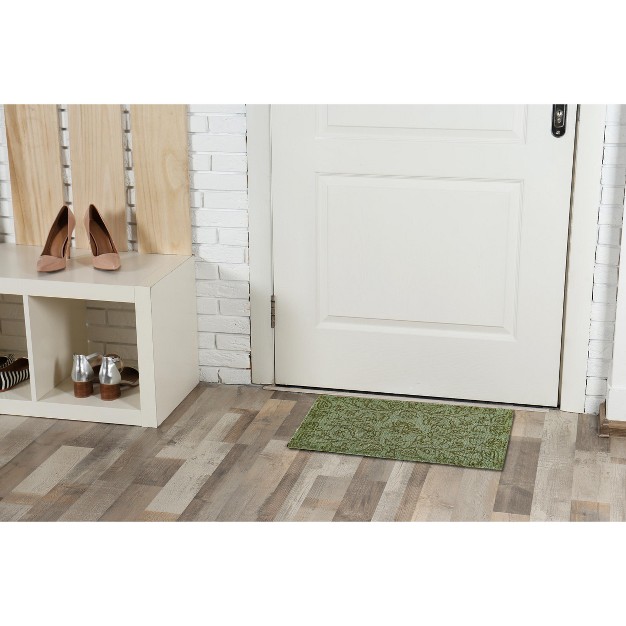 Honeysuckle Bee Rectangle Indoor And Outdoor Coir Door Welcome Mat Green