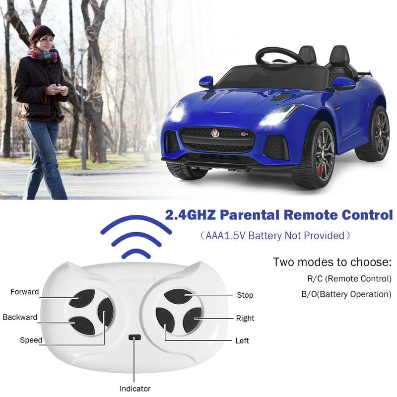 12V Jaguar F-Type SVR Licensed Kids Ride On Car, Battery Powered Riding Toy Car with Remote Control