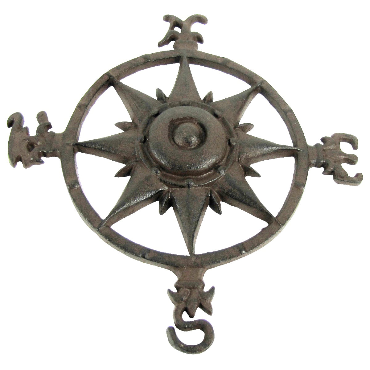 Rustic Cast Iron Rose Compass Nautical Beach House Wall Art/Outdoor Garden Decor