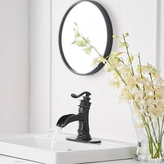 BWE Waterfall Bathroom Faucet Single-Handle Single Hole Sink Faucet Deck Mount Oil Rubbed Bronze Vanity Faucets A-96556-ORB