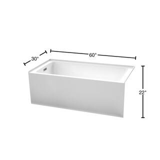 Wyndham Collection Grayley 60 in. L x 30 in. W Acrylic Left Hand Drain Rectangular Alcove Bathtub in White with Chrome Trim WCBTW16030L