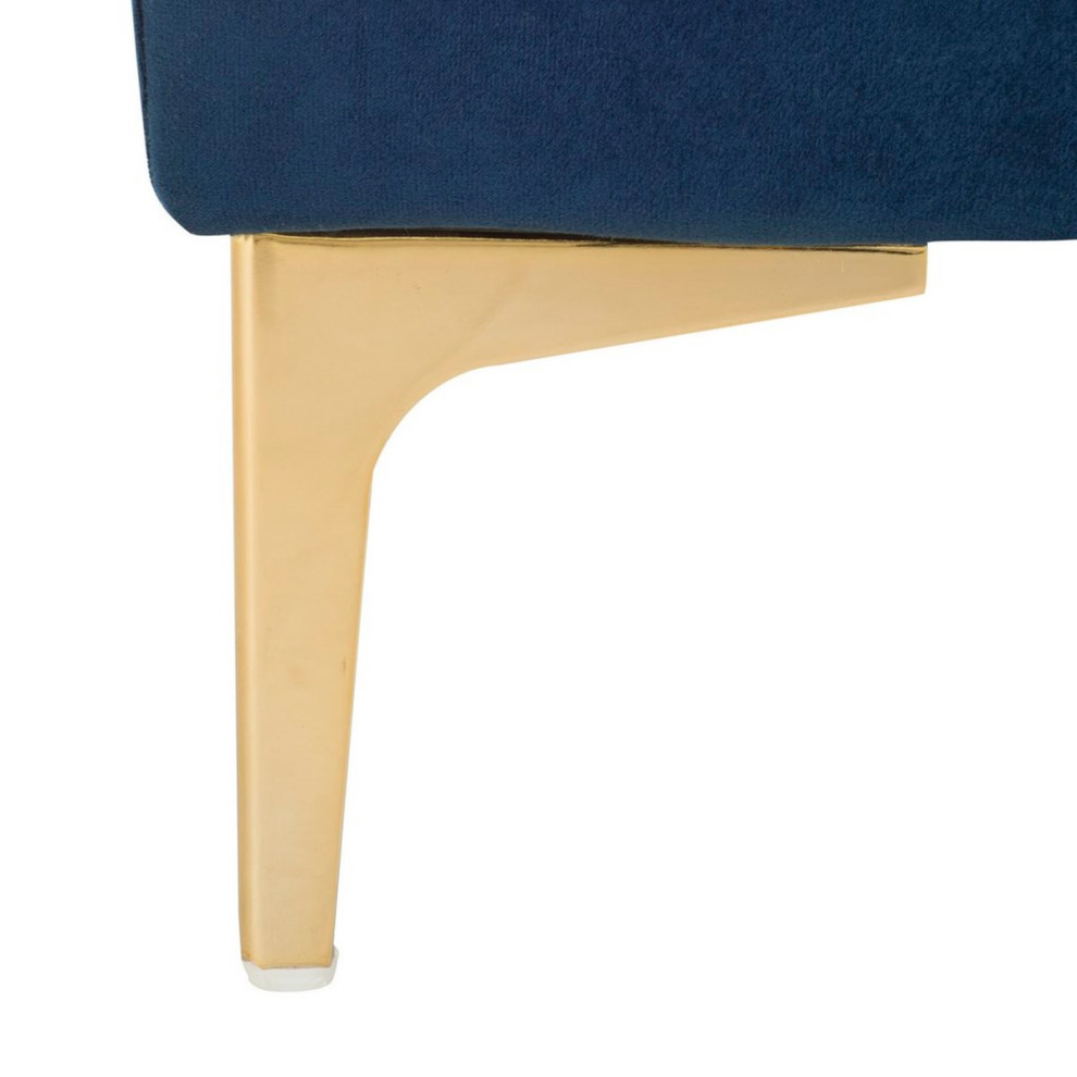 Vanna Square Ottoman Navy/ Brass   Modern   Footstools And Ottomans   by Virgil Stanis Design  Houzz