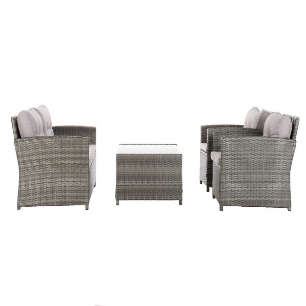 Vellor 4 Piece Patio Outdoor Living Set Safavieh