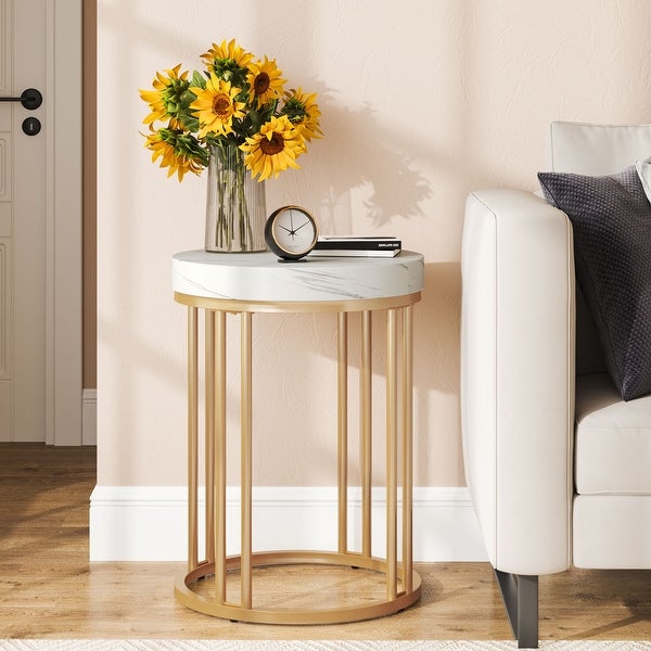 Round Side Table End Table for Living Room Bedroom， Thick Sturdy - 9.69 x 9.84 x 23.62 inches