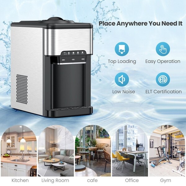 3-in-1 Water Cooler Dispenser with Built-in Ice Maker and 3 Temperature Settings-Silver - 11