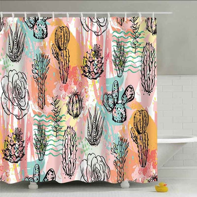 Sea Turtle Print Waterproof Shower Curtain Polyester Fabric Bath Curtain Octopus Washable Home Bath Decor Curtains With 12 Hooks