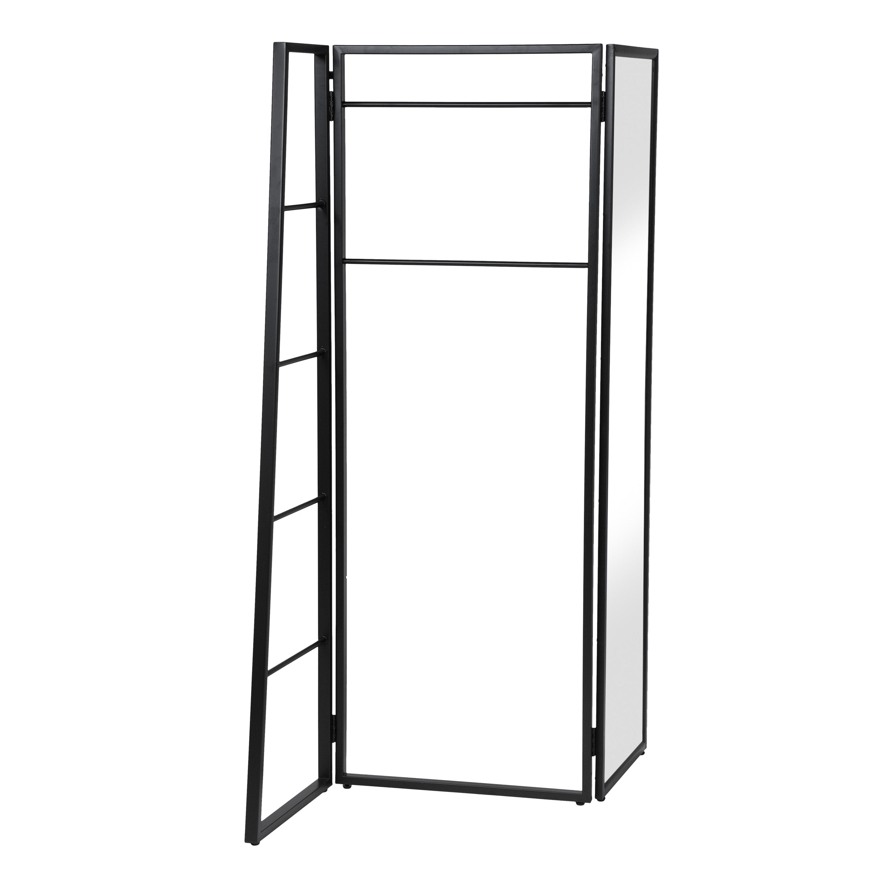 Furniture of America Wigo Metal Coat Stand with Mirror， Black