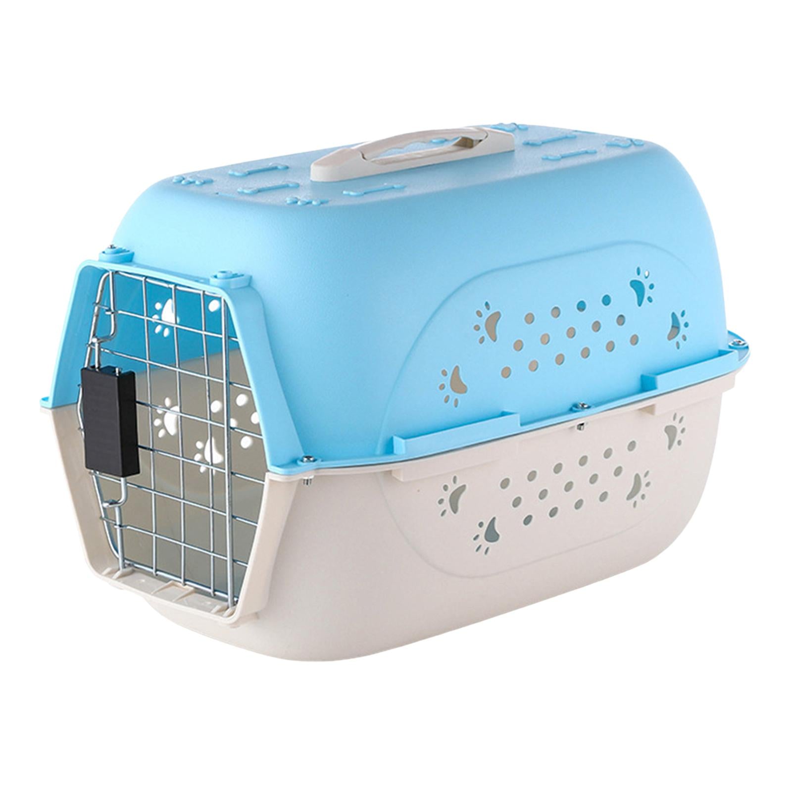 Portable Hard Sided Travel Carriers Kennel Tote Case Airline Carrying Breathable Cat Dog Cage for Puppy Rabbits Traveling Walking Hiking ， 58x40x36cm Blue