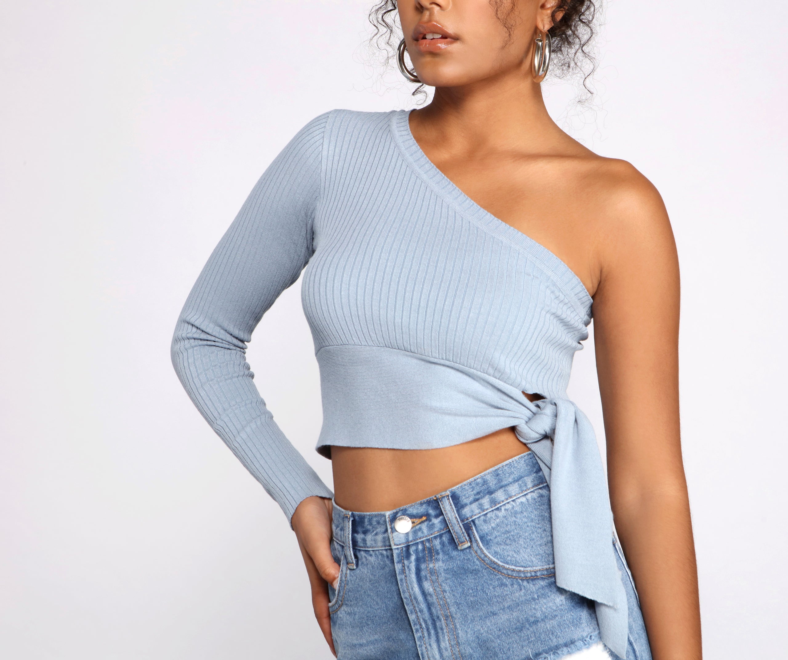 Tied To Basics One Shoulder Crop Top