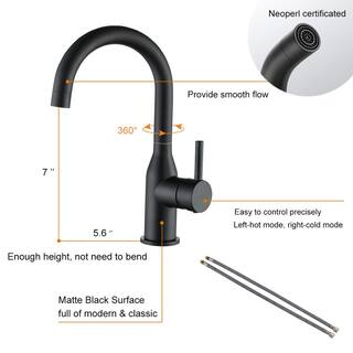 WOWOW Single Handle Stainless Steel Bar Faucet with cUPC Water Supply Lines in Matte Black 2320201B-AMUS