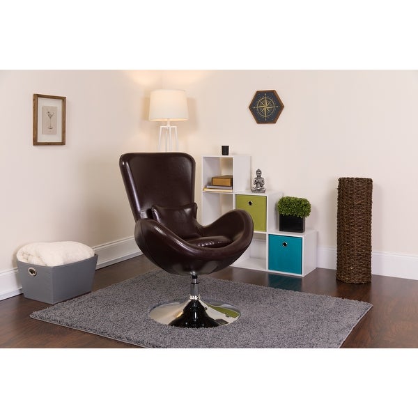 LeatherSoft Swivel Side Reception Chair with Bowed Seat