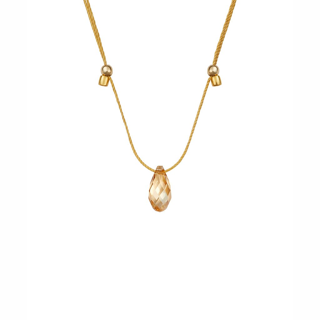 &Livy  Hyevibe Crystal Silk Slider Necklace in Gold Shade