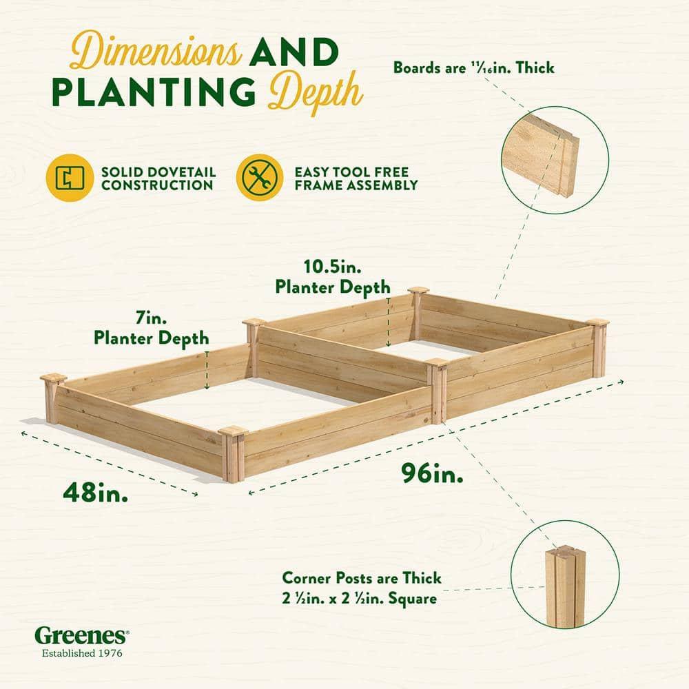 Greenes Fence 4 ft. x 8 ft. x 7-10.5 in. Original Cedar Raised Garden Bed RC 4C8T2