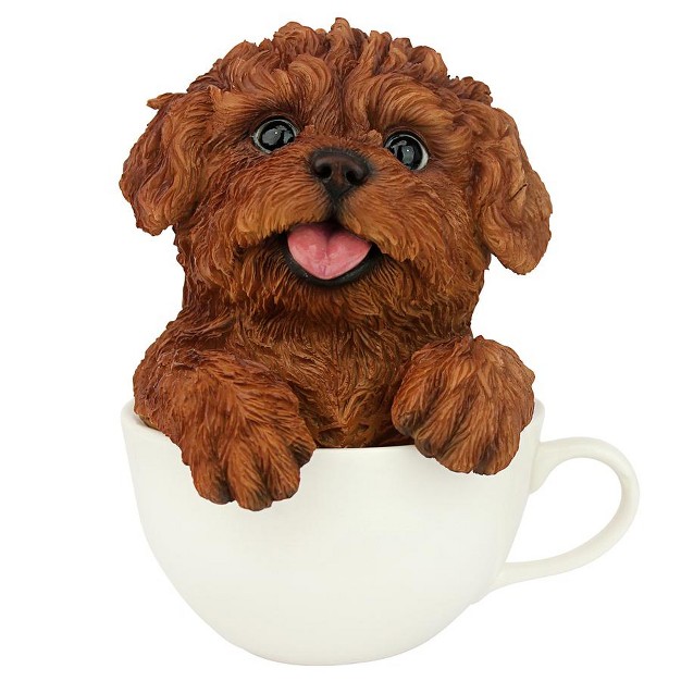 Design Toscano Puppuccino Puppy Collectible Dog Statue Red Poodle