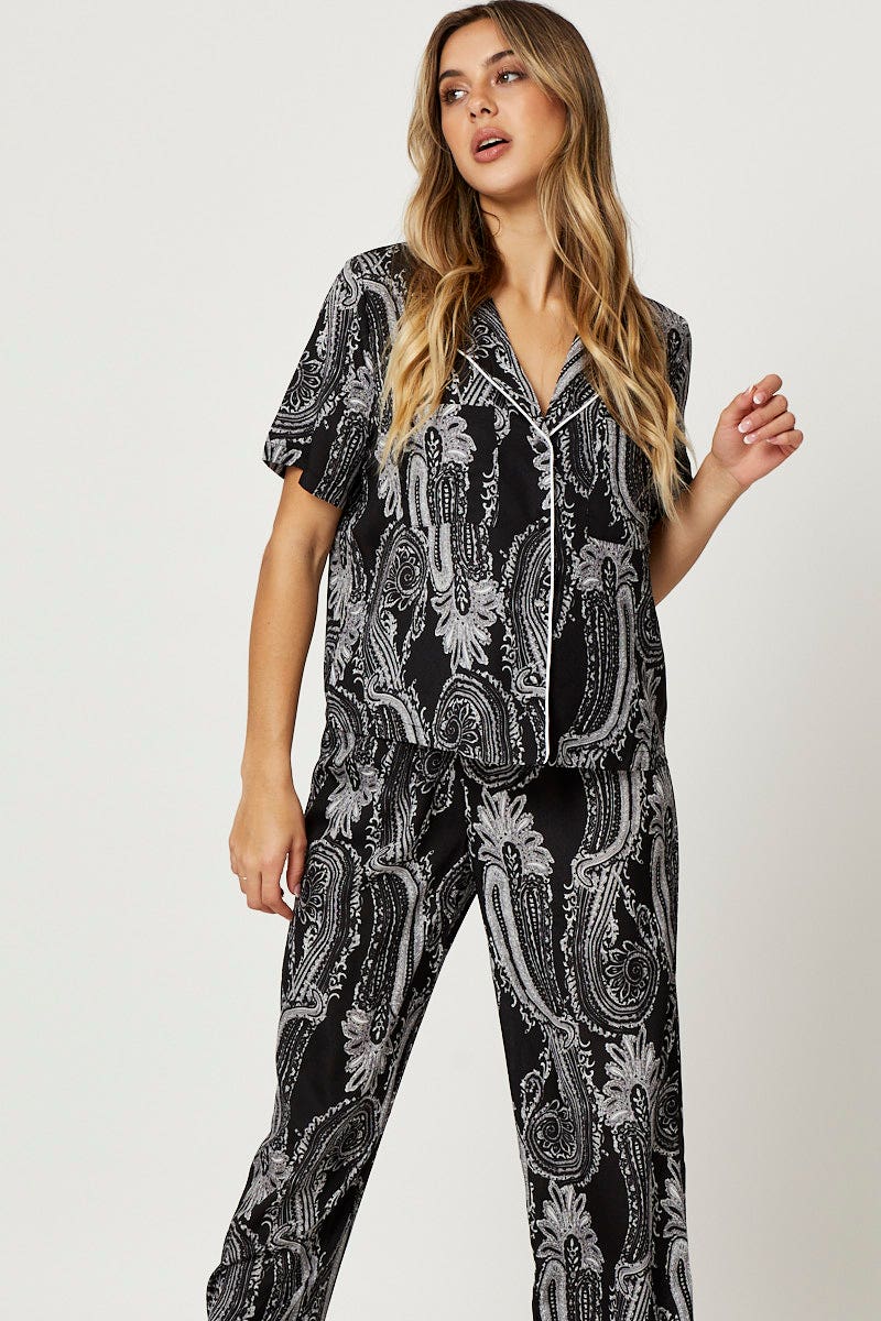 Print Bandana Button Through Pyjama Set