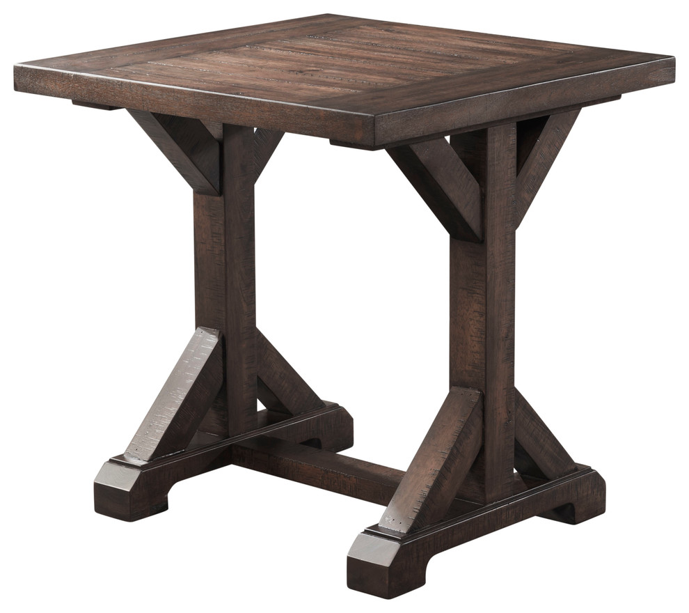 Flynn Trestle End Table   Rustic   Side Tables And End Tables   by Picket House  Houzz