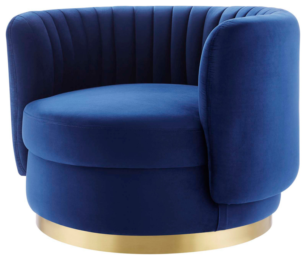 Armchair Swivel Accent Tufted Chair  Gold Velvet  Modern Hospitality   Contemporary   Armchairs And Accent Chairs   by House Bound  Houzz